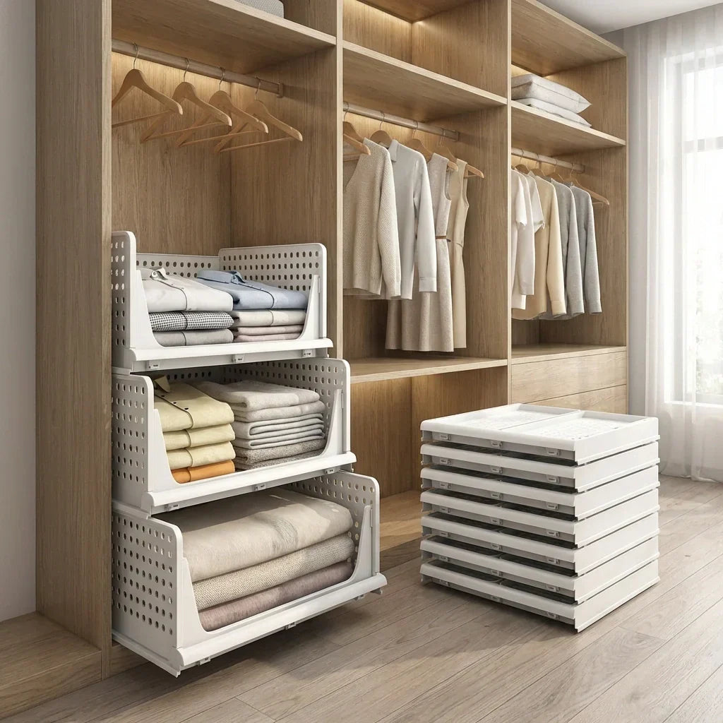 Closet Organizer 3-Tier Stackable Tool-Free Assembly