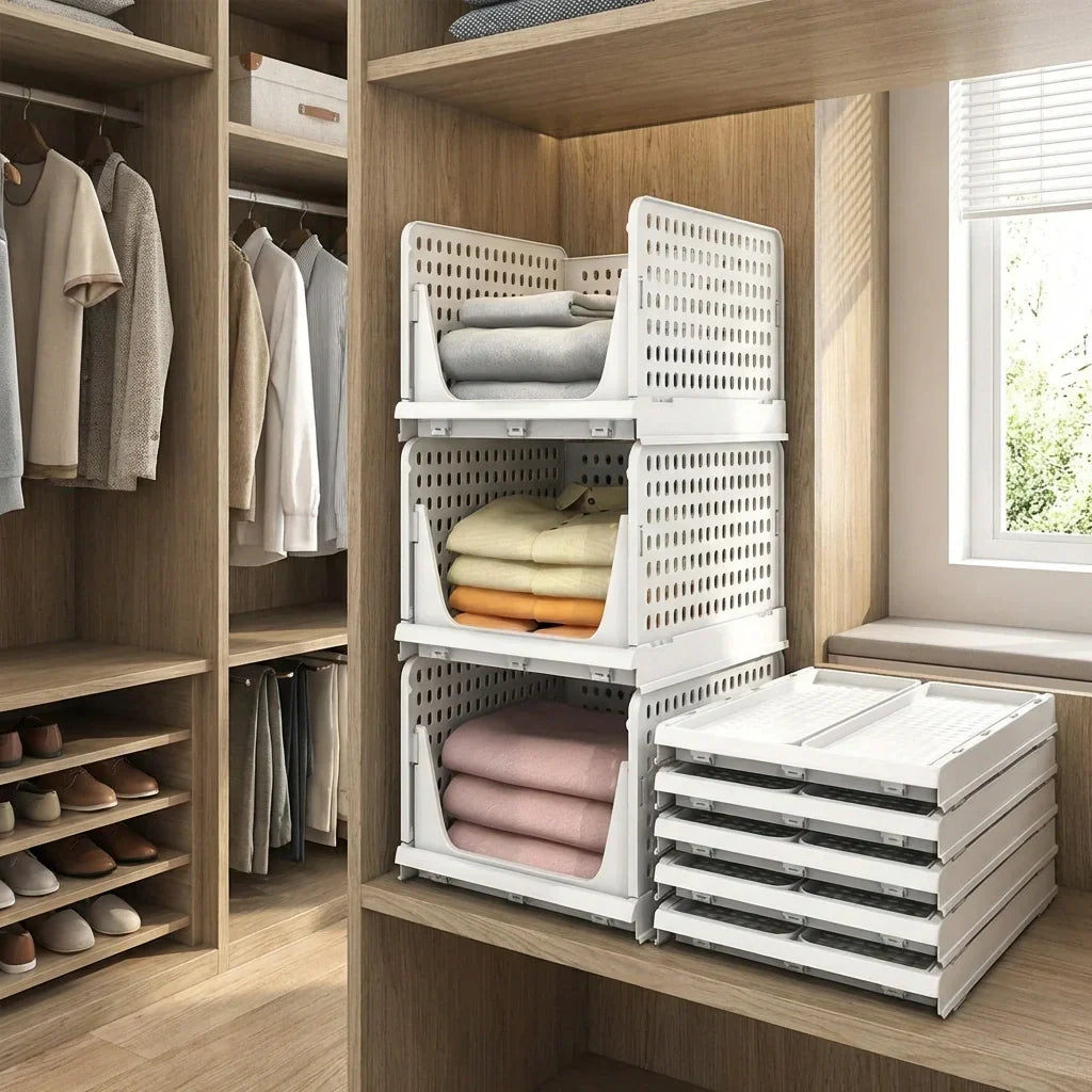 Closet Organizer 3-Tier Stackable Tool-Free Assembly