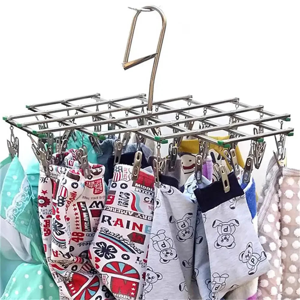 Clothes Drying Rack Foldable 35 Stainless Steel Clips