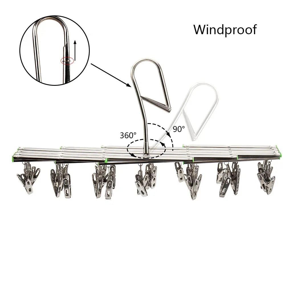 Clothes Drying Rack Foldable 35 Stainless Steel Clips