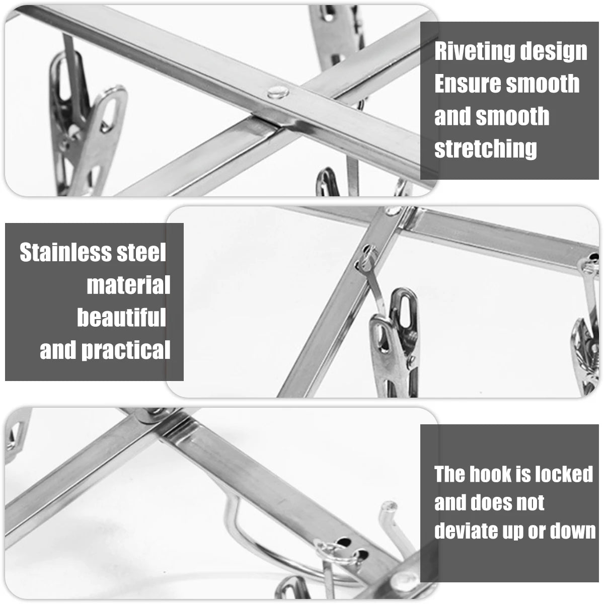 Clothes Drying Rack Foldable 35 Stainless Steel Clips