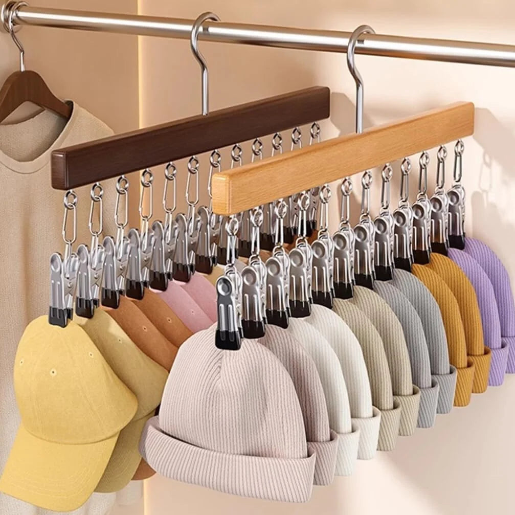 Clothes Hanger Multiple Plastic-Coated Clips 360 Degree Swivel