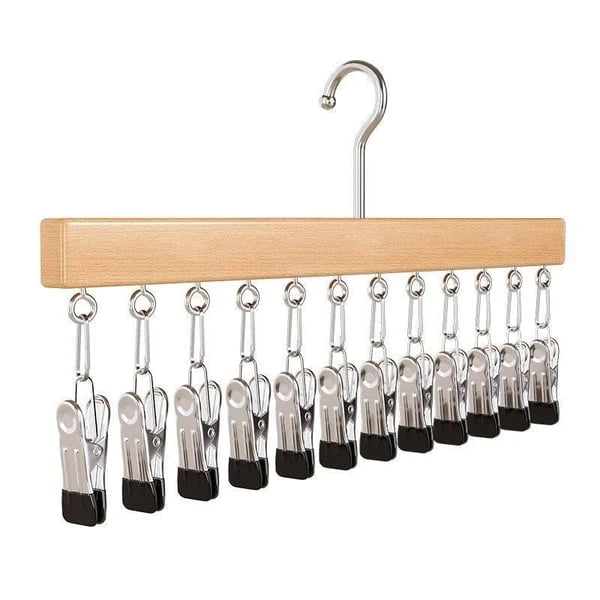 Clothes Hanger Multiple Plastic-Coated Clips 360 Degree Swivel