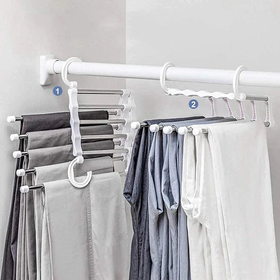 Clothes Hanger Organizer Foldable Multi-Rod Stainless Steel Space-Saving