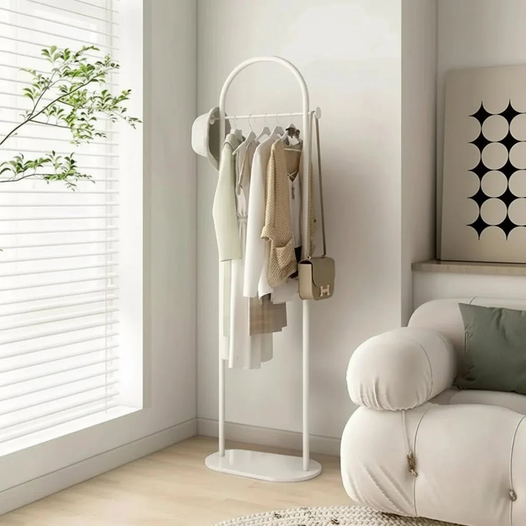 Clothes Rack Freestanding Curved Arch Marble-Effect Base