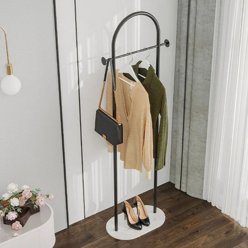 Clothes Rack Freestanding Curved Arch Marble-Effect Base