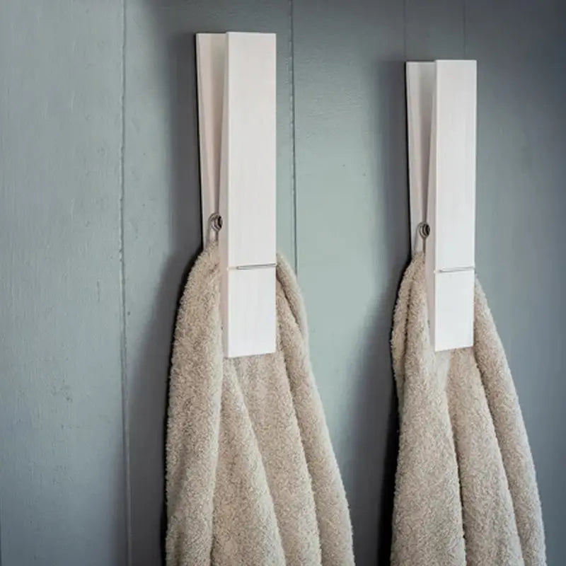 Clothespin Towel Holder Self-Adhesive Wood & Metal Spring