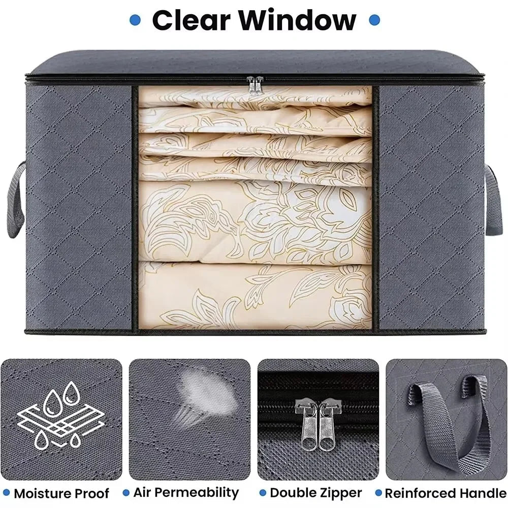 Clothing Storage Bags Non-Woven Clear Window Set of Eight