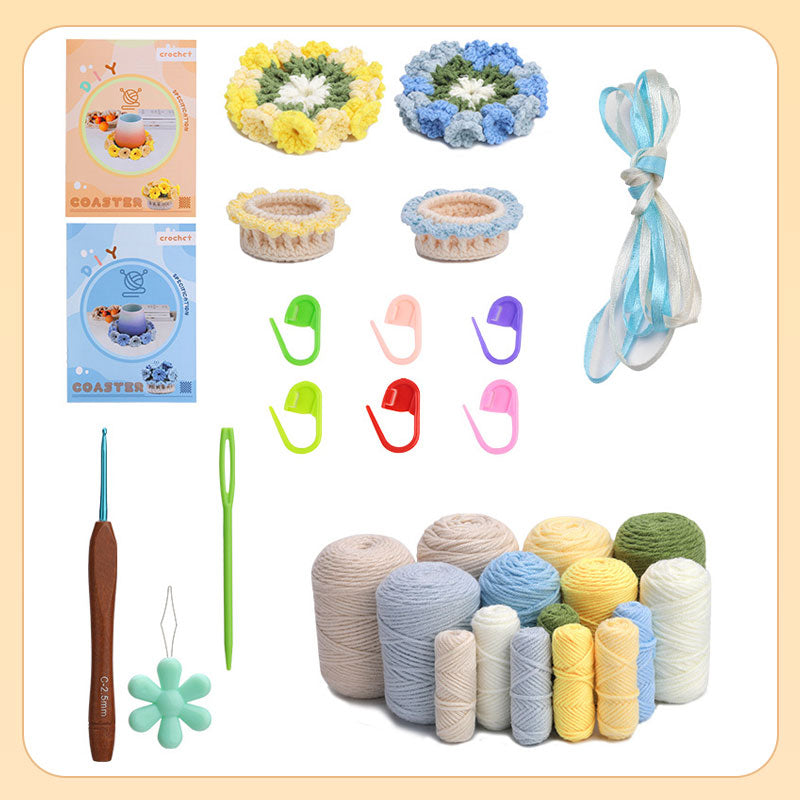 Coaster Kit DIY Soft Wool Floral