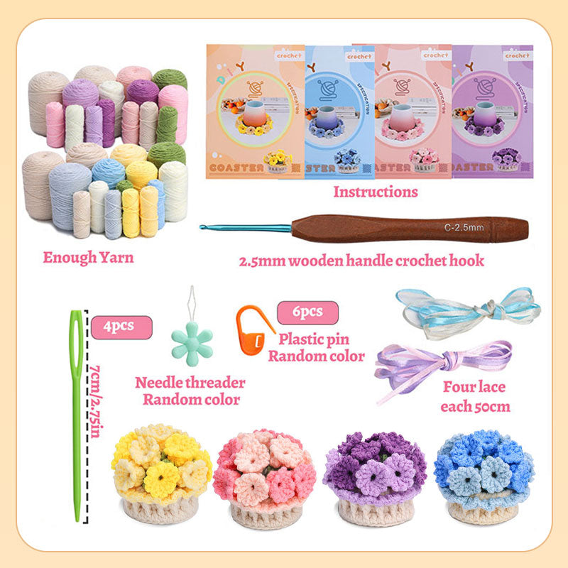 Coaster Kit DIY Soft Wool Floral
