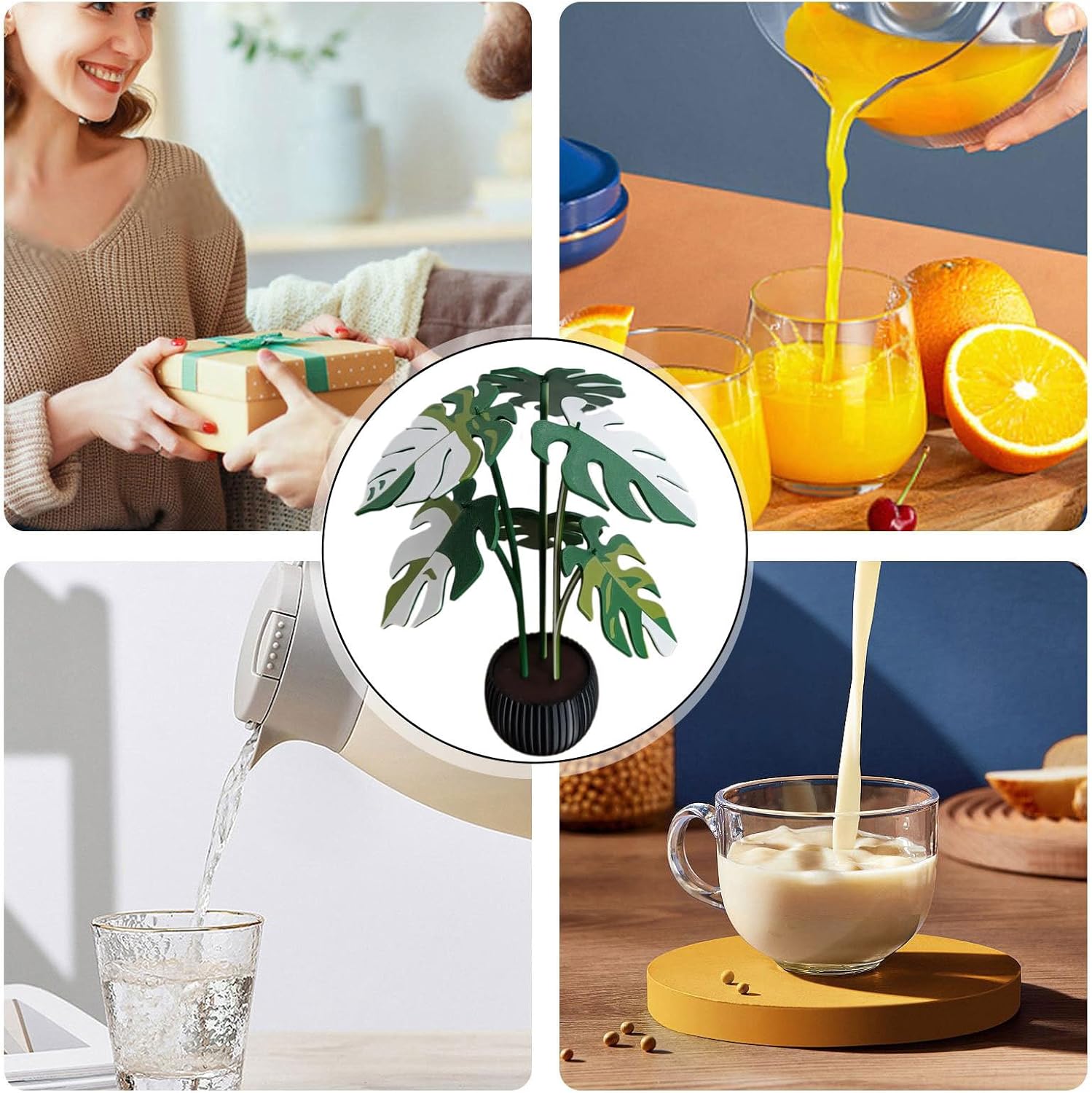 Coaster Monstera 3D Leaves Decorative Accent