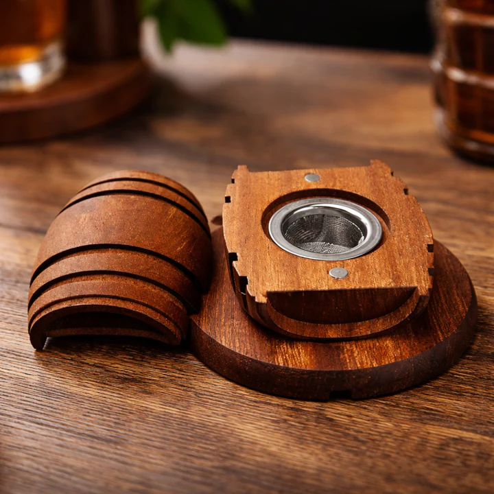 Cocktail Smoker Whiskey Barrel Wood & Stainless Bowl