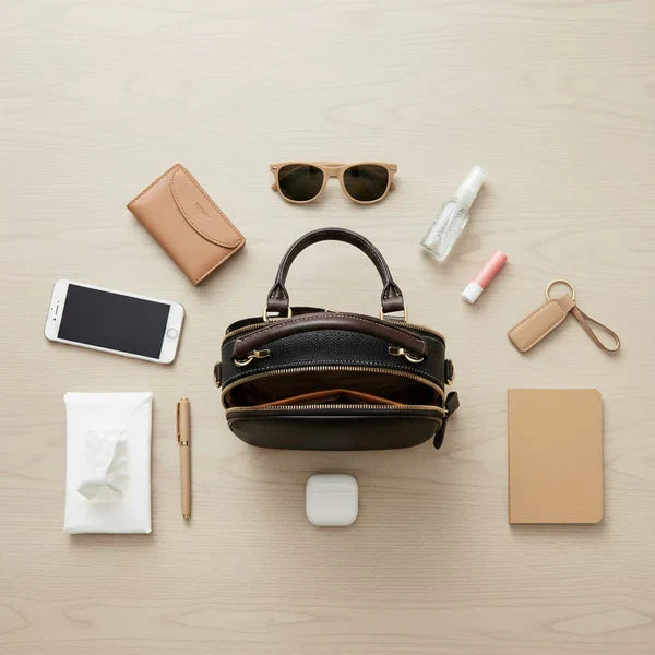 Compact Crossbody Bag Five Compartments Faux Leather