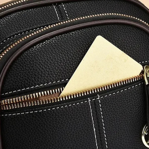 Compact Crossbody Bag Five Compartments Faux Leather