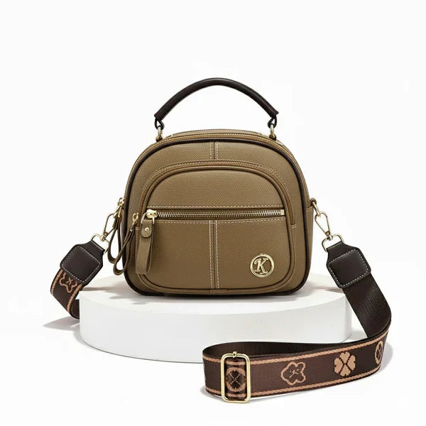 Compact Crossbody Bag Five Compartments Faux Leather