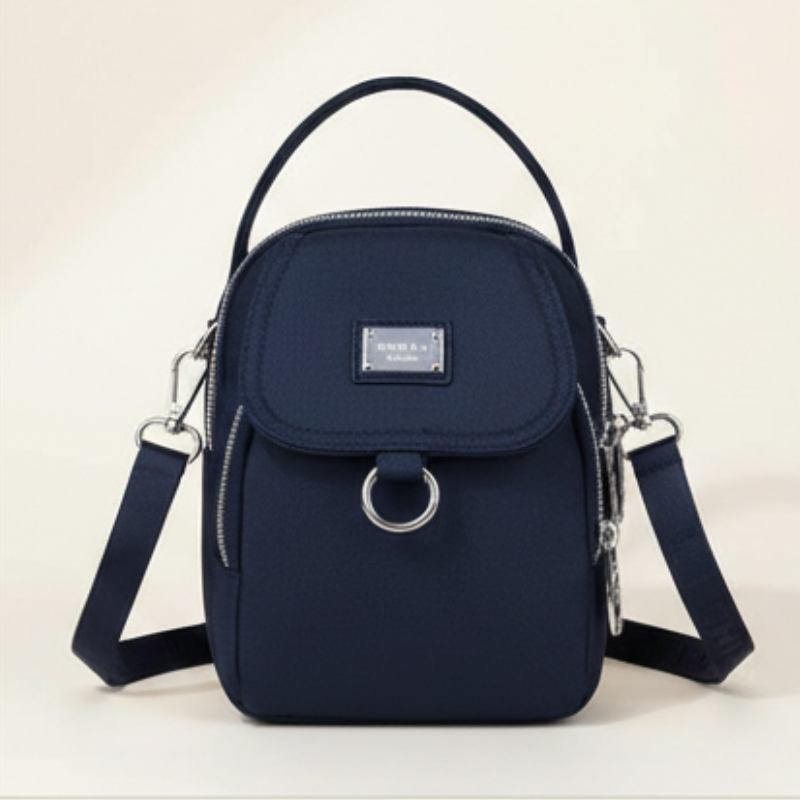 Compact Crossbody Bag Water-Repellent Oxford Zippered Compartments Adjustable Strap