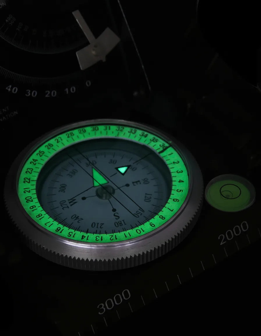 Compass Glow Needle & Integrated Clinometer Waterproof Aluminum