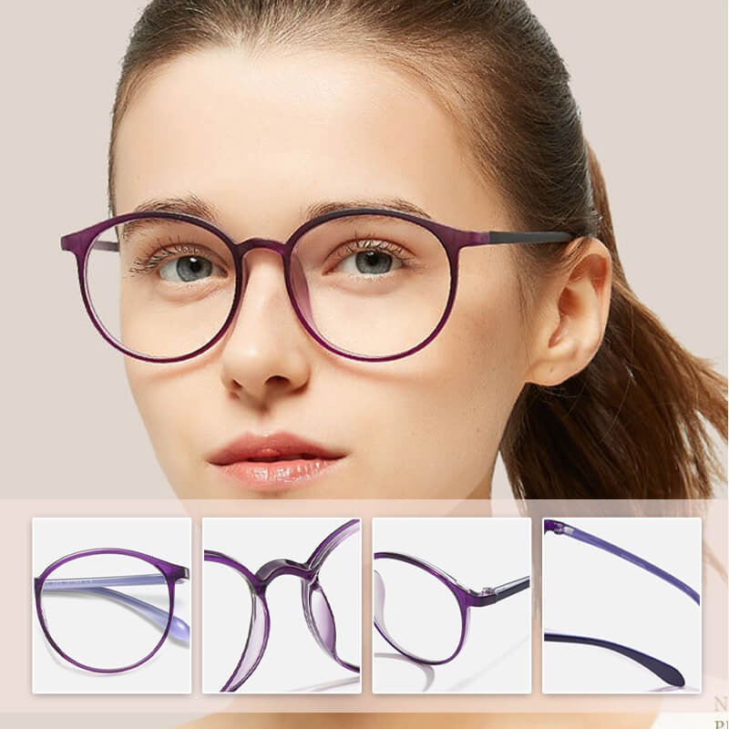 Computer Glasses Round Frame Blue Light Filter Lightweight