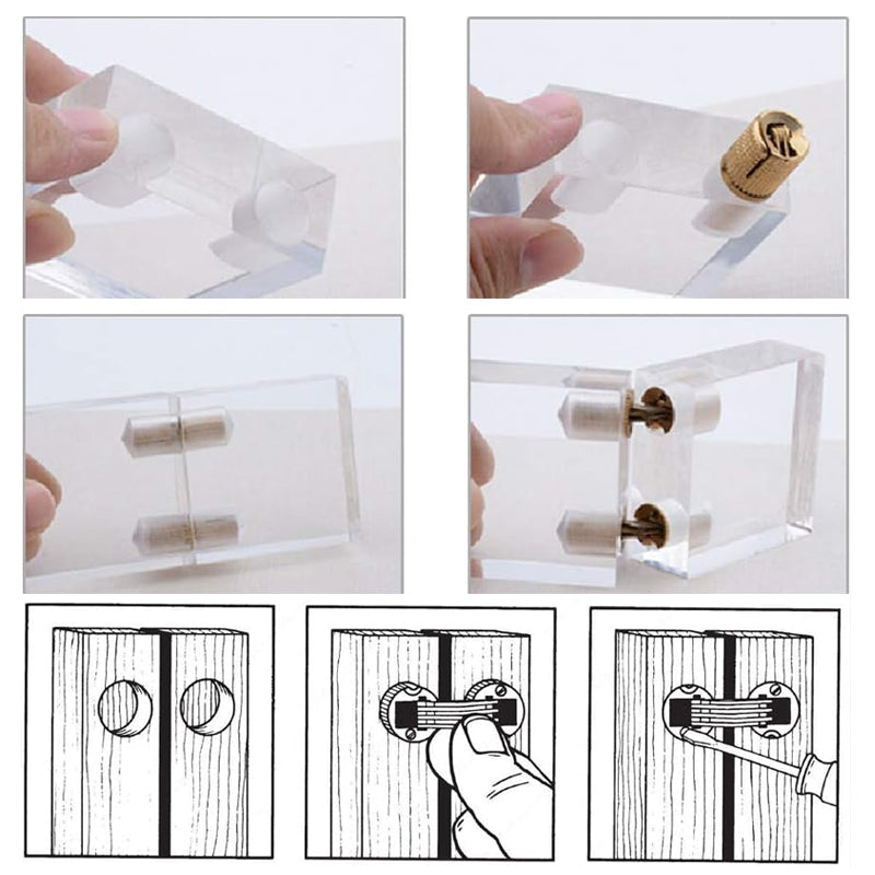 Concealed Hinges Recessed Invisible Brass 180 Degree