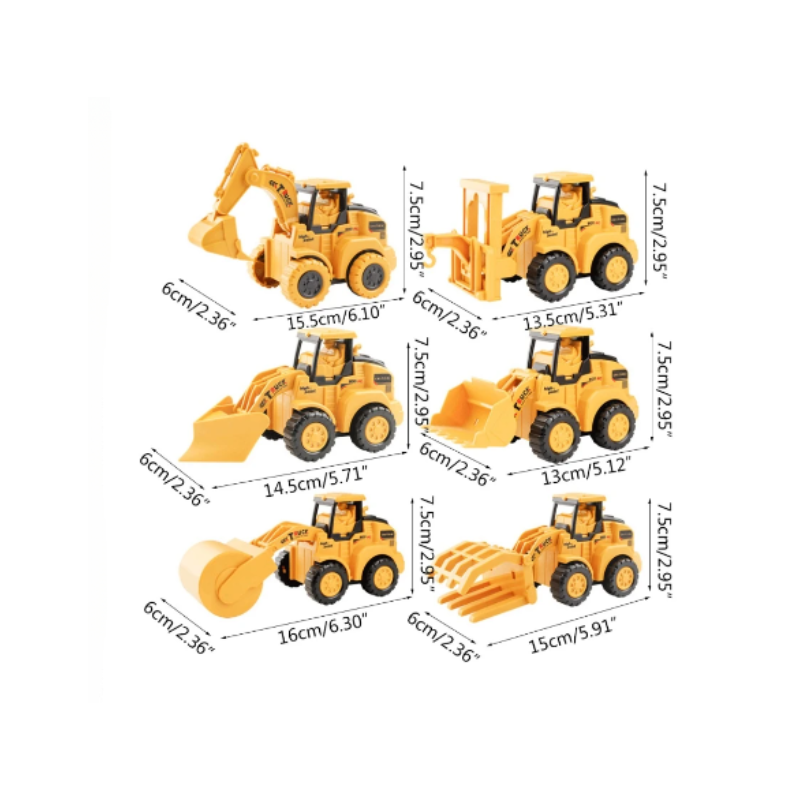 Construction Vehicle Set 6-Piece Durable Plastic Movable Parts
