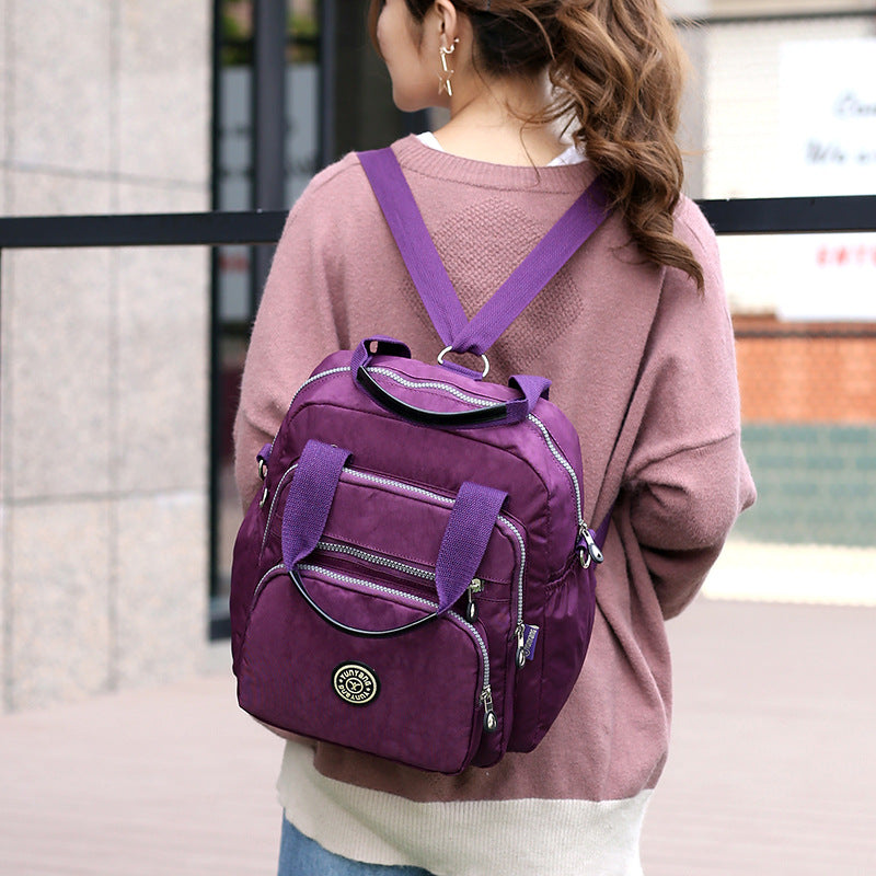 Convertible Backpack Purse Water-Repellent Nylon Multiple Compartments