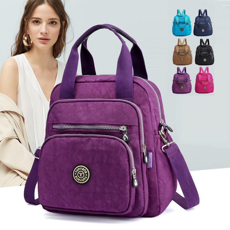 Convertible Backpack Purse Water-Repellent Nylon Multiple Compartments