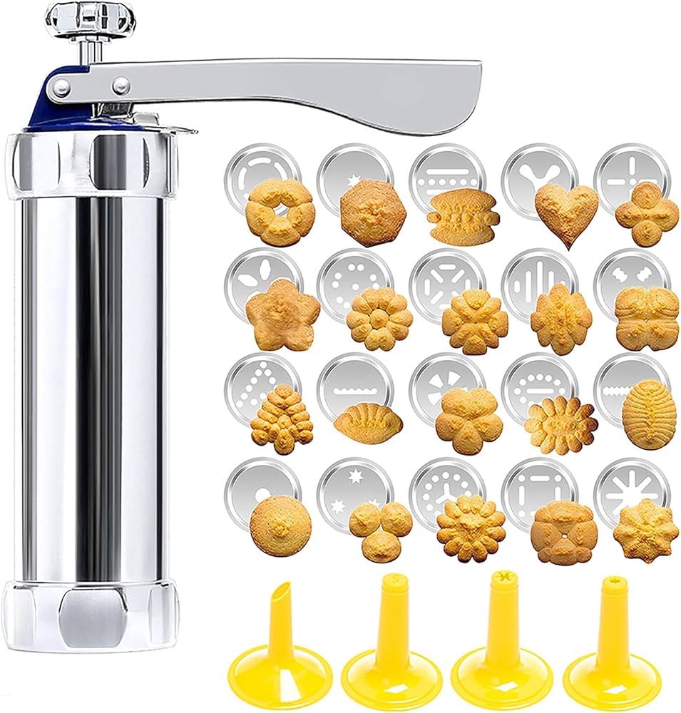 Cookie Press Stainless Steel 20 Shapes & 4 Nozzles