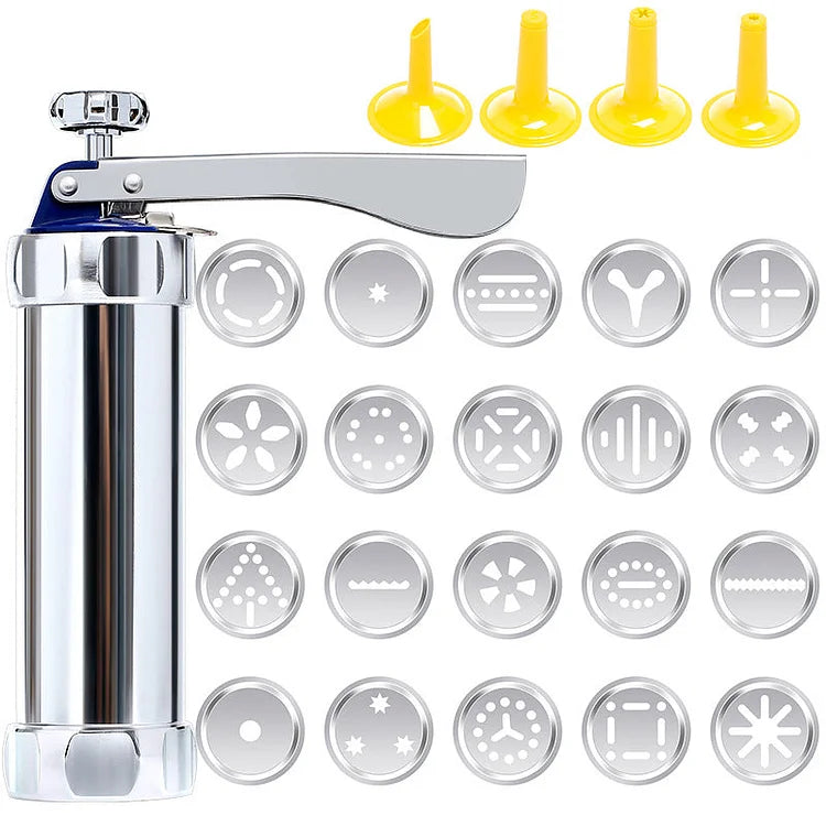 Cookie Press Stainless Steel 20 Shapes & 4 Nozzles