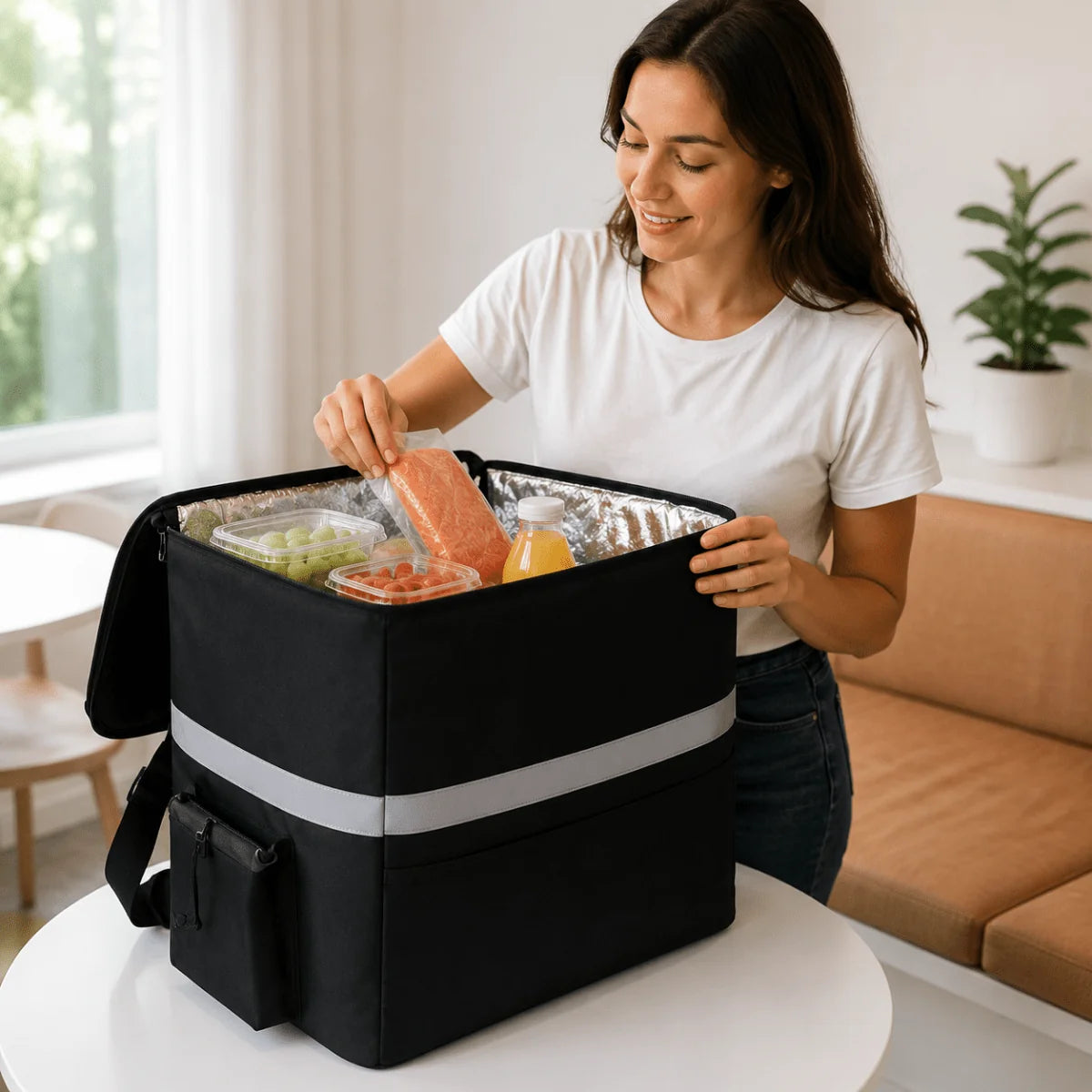 Cooler Bag Thermal Foil Lining Front & Bottle Pockets