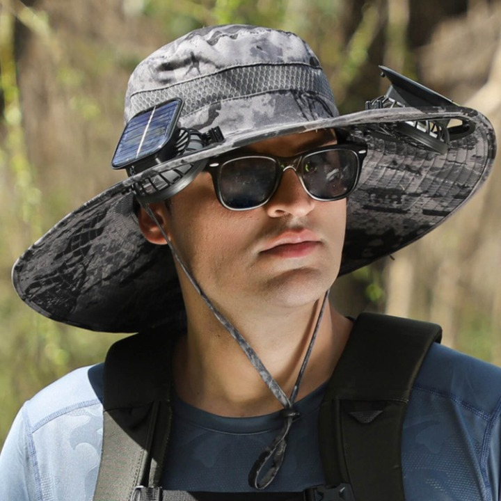Cooling Hat Solar-Powered Fan Breathable UV Protection