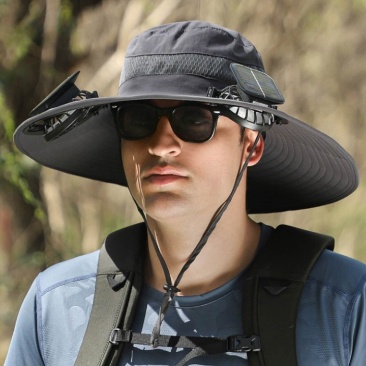 Cooling Hat Solar-Powered Fan Breathable UV Protection