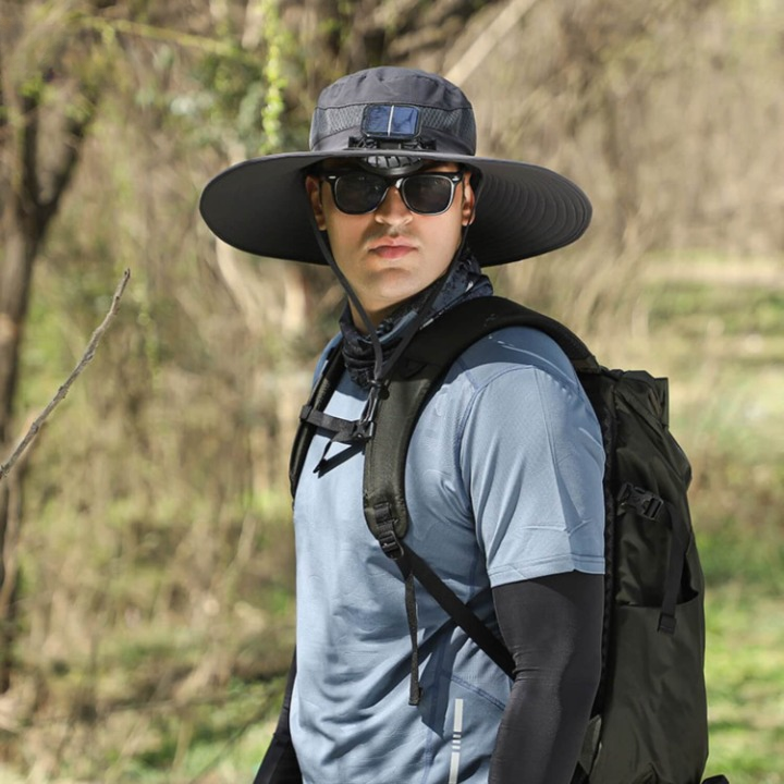 Cooling Hat Solar-Powered Fan Breathable UV Protection