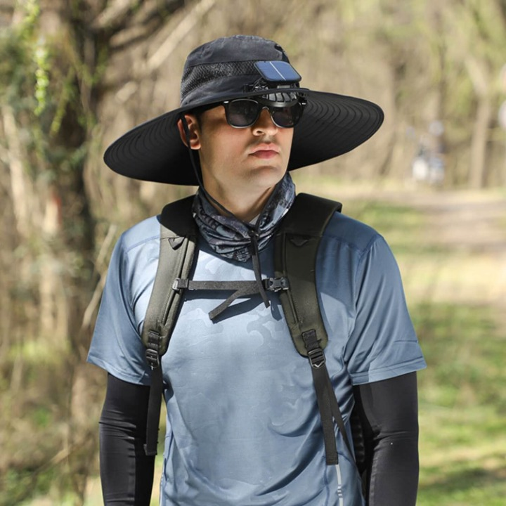 Cooling Hat Solar-Powered Fan Breathable UV Protection