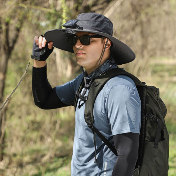 Cooling Hat Solar-Powered Fan Breathable UV Protection