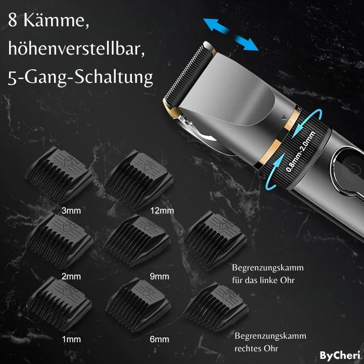 Cordless Trimmer Titanium-Ceramic Blade 8 Guide Combs