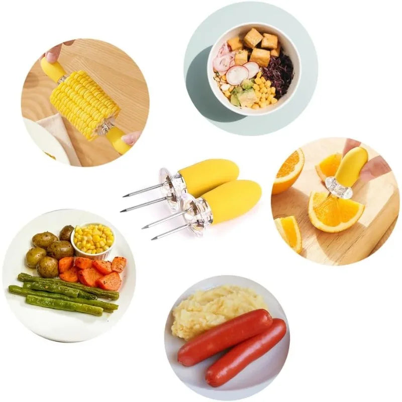 Corn On The Cob Holders Comfortable Grip Stainless Steel