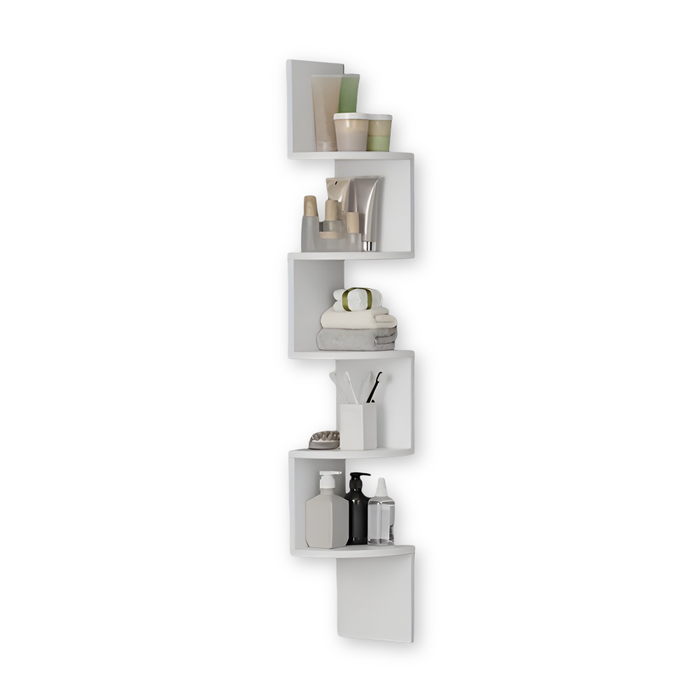 Corner Wall Shelf 5-Tier Zigzag Rustic Wood