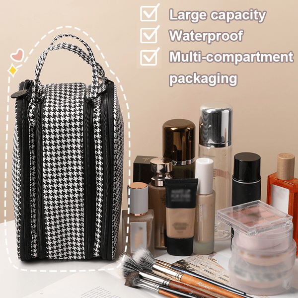 Cosmetic Bag Compartmentalized Elastic Bands & Mesh Pockets