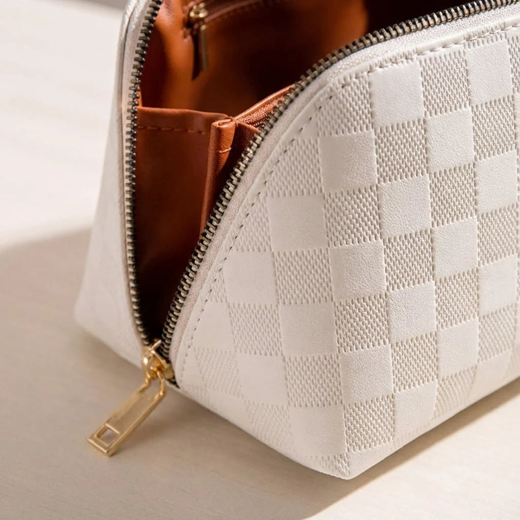 Cosmetic Bag Multiple Compartments Waterproof Polyurethane Leather