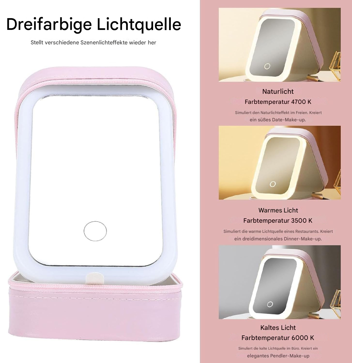 Cosmetic Mirror Box LED Touch Control Three Light Modes