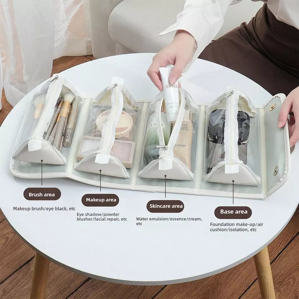 Cosmetic Organizer 4-in-1 Modular & Detachable Waterproof PU Leather