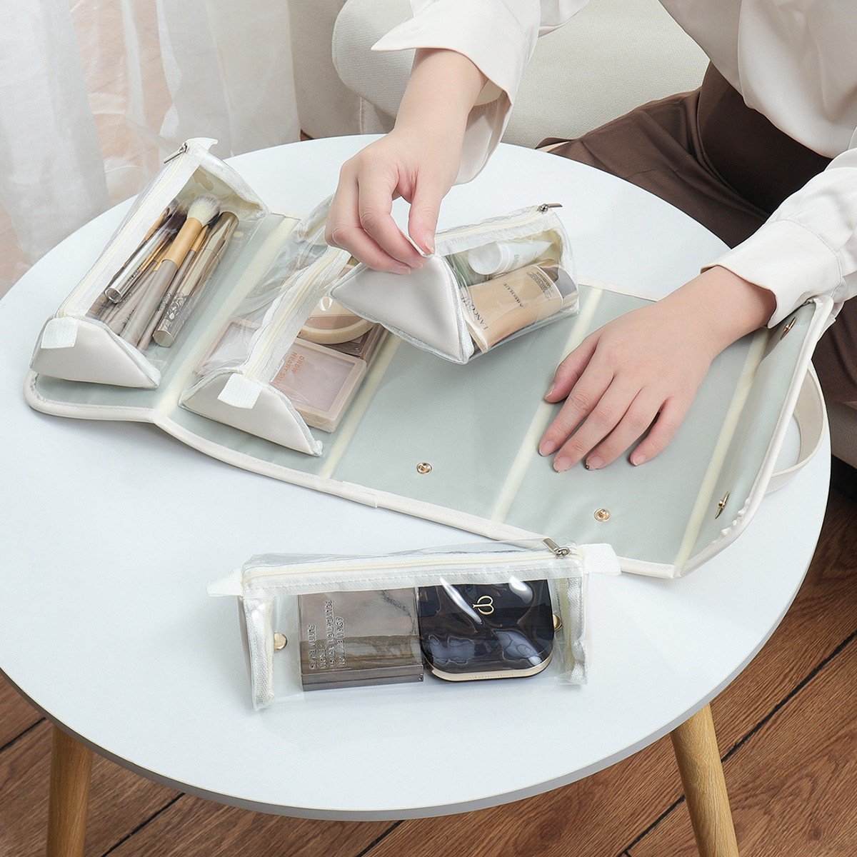 Cosmetic Organizer 4-in-1 Modular & Detachable Waterproof PU Leather