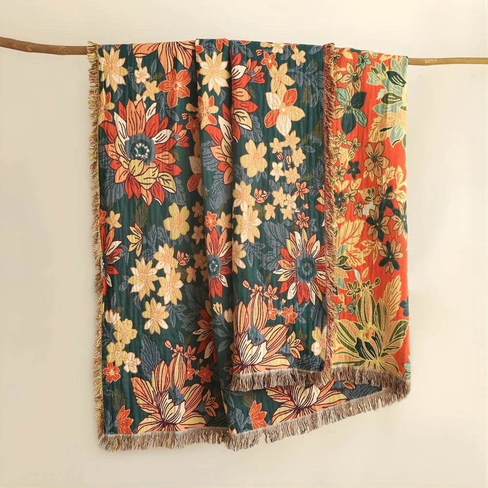 Cotton Bedspread Double Gauze & Hand-Knotted Tassels