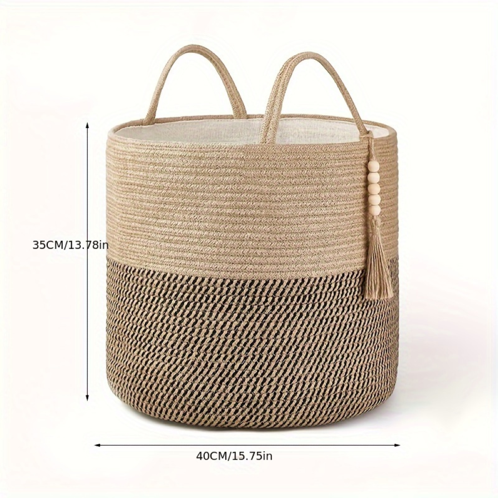 Cotton Storage Basket Handmade Macramé Foldable & Portable