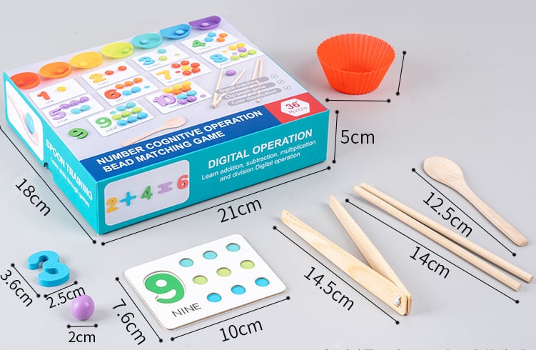 Counting Beads Set Colorful Wooden Fine Motor Tools