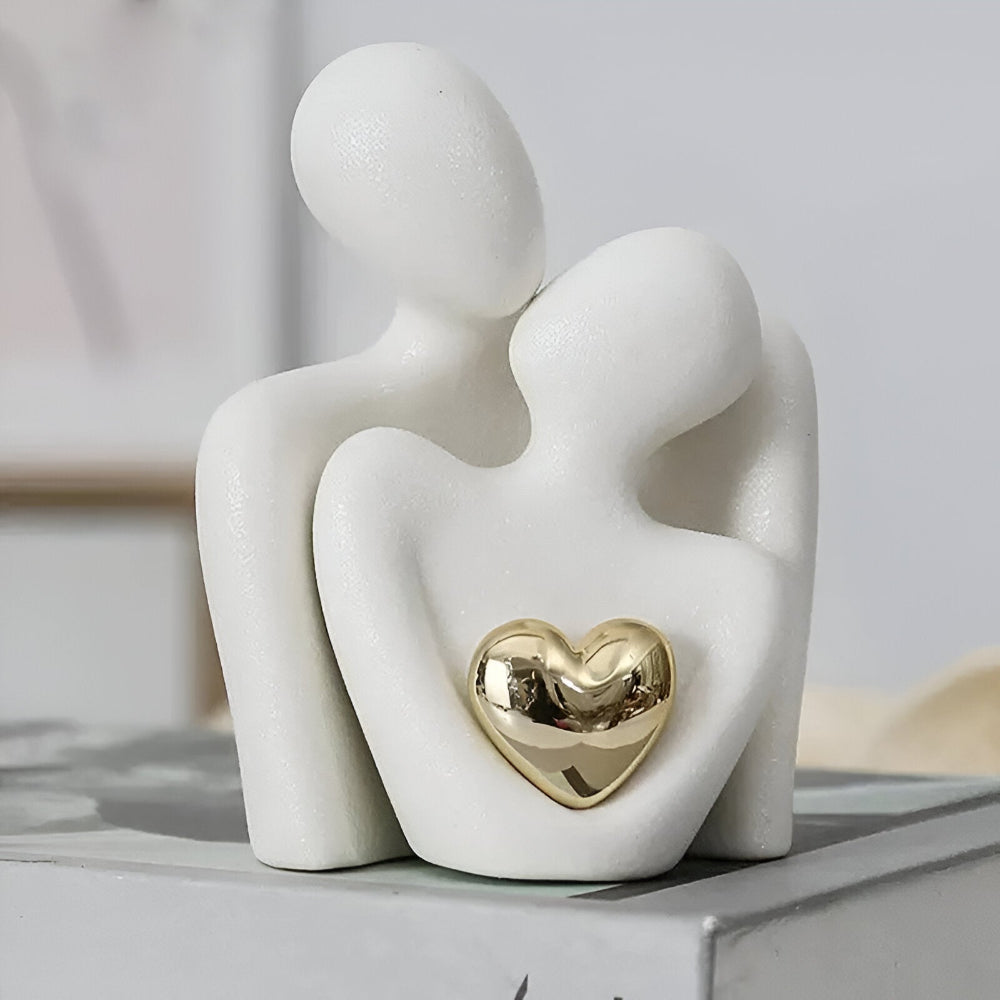 Couple Figurine Minimalist Ceramic Enamel Coated