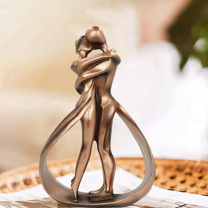 Couple Sculpture Bronze-Effect Resin Abstract Design