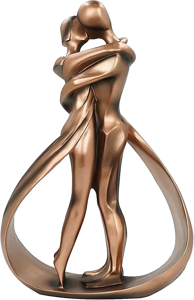 Couple Sculpture Bronze-Effect Resin Abstract Design