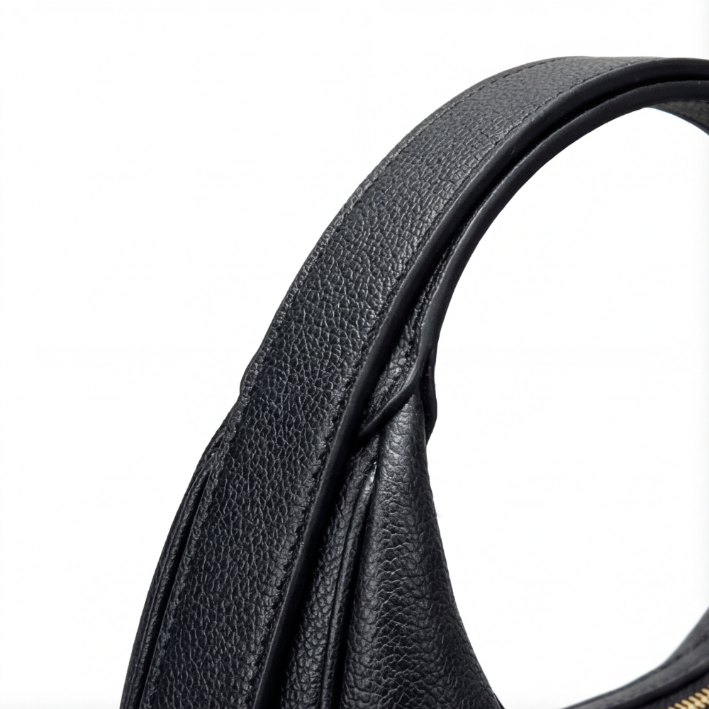 Crescent Shoulder Bag Textured PU Leather 3-Way Strap