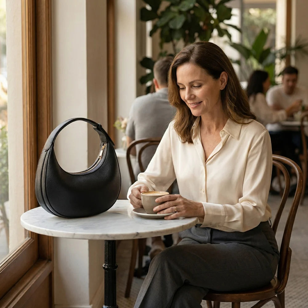 Crescent Shoulder Bag Three Carrying Styles Soft Faux Leather